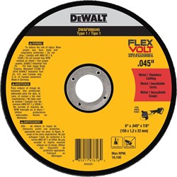 DeWalt FLEXVOLT 6 in. x 0.045 in. x 7/8 in. Cutting Wheel Type 1